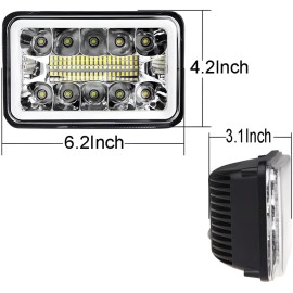 BRICOLOGHT 4x For Ford Mustang 1979-1986 DOT 4x6" Square LED Headlights Hi/Lo Beam With DRL