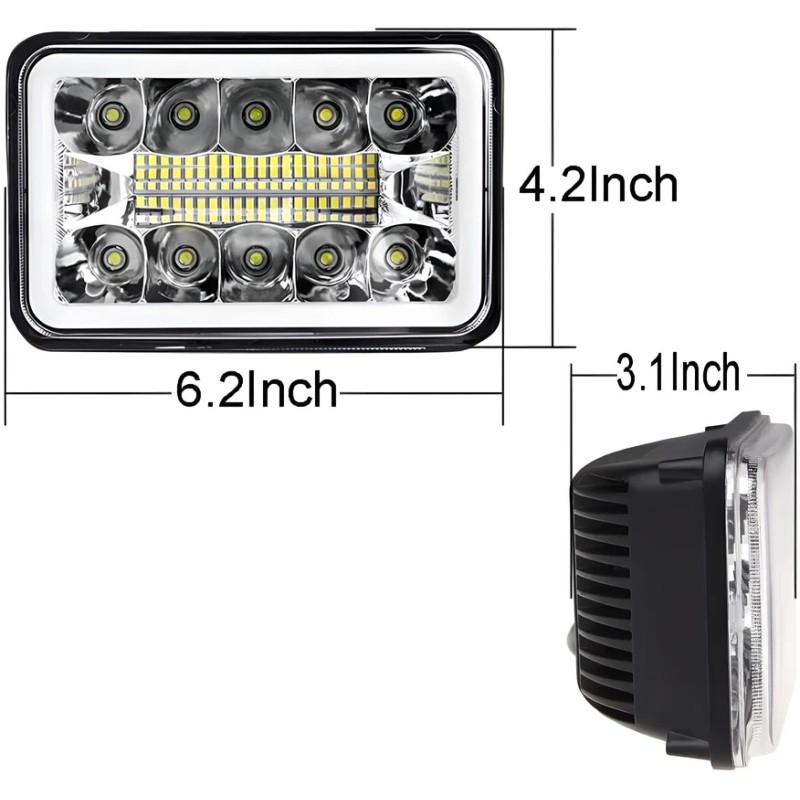 BRICOLOGHT 4x For Ford Mustang 1979-1986 DOT 4x6" Square LED
