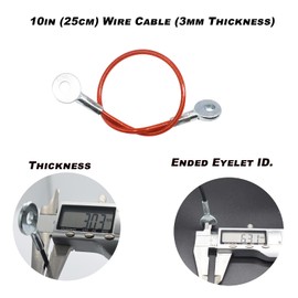 Bytiyar 10 pcs 10 inch (25cm) 3mm Thickness Galvanized Steel Wire Cable Eyelets Ended Short Rope Lanyard Safety Tether Chain Lock with Vinyl Coated Cover Red