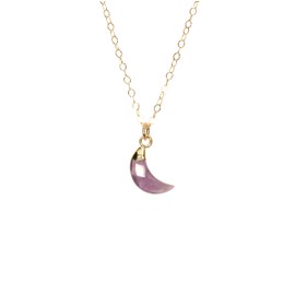 Amethyst Crescent Moon on a 14k Gold Filled Chain, Celestial Purple Crystal Jewelry, February Birthstone Chakra Pendant on a Dainty Chain
