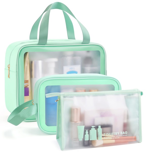 MAGEFY 3 Pcs Toiletry Makeup Bags, Translucent Waterproof Cosmetic Bag Toiletry Bag for Women Men Travel Organizer for Accessories, Toiletries