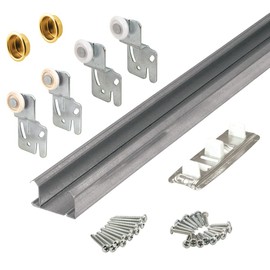 Prime-Line 161793 By-Pass Closet Track Kit, 72 In., 2-Door Hardware, Brass-Plated Pulls (1 Kit)