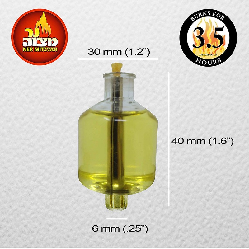 Shabbat Oil Candles - Large Ohr Lights Pre-Filled Oil Shabbos