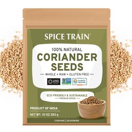 SPICE TRAIN, Whole Coriander Seed (283g/10oz) Premium Grade | Pure & Flavorful Coriander Seeds - Indian Origin | Non GMO, Gluten Free | Perfect for Cooking & Seasoning | Resealable Ziplock Pouch