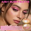 4-In-1 Eye & Cheek Palette, Blush Highlighter with 1 PCS