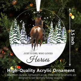 Christmas Ornaments 2024, Horse Ornaments for Christmas Tree Horse Gifts for Women, Horse Decor Acrylic Hanging Christmas Decorations for Horse Lovers