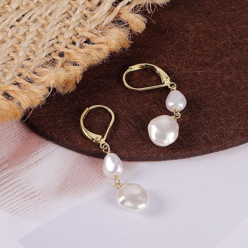 TTPSRY Ohrringe für Frauen Mode 14k Perlen Ohrringe 925 Sterling