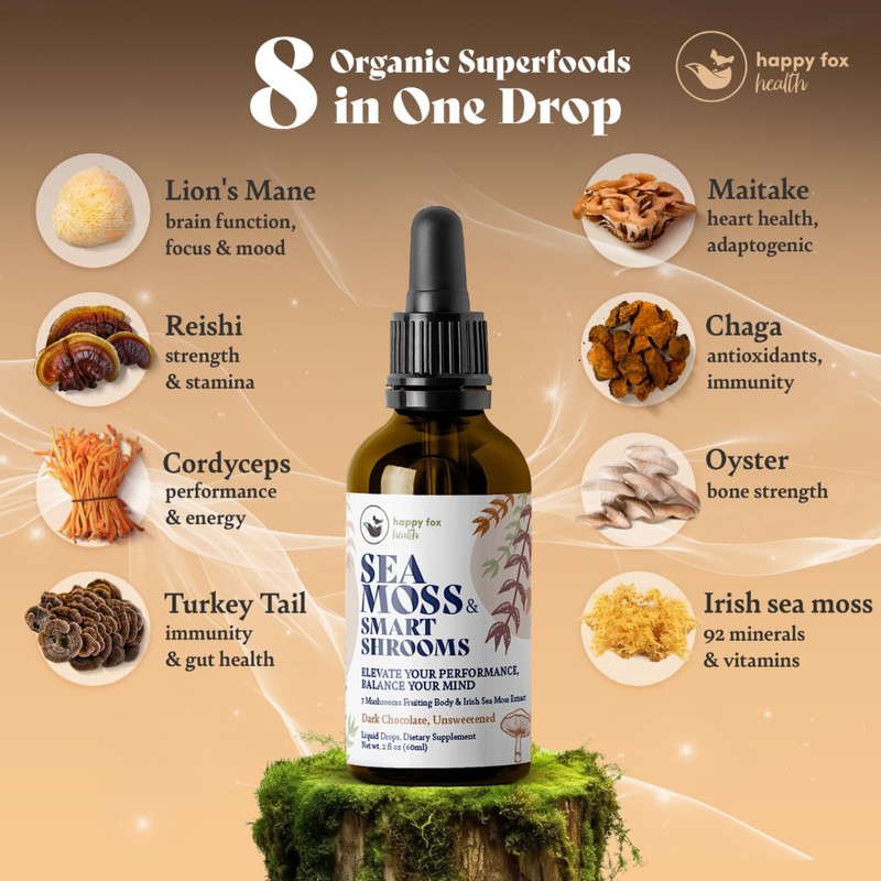HAPPY FOX Irish Sea Moss Liquid Drops & Mushroom Tincture