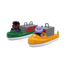 AquaPlay - Container and Transport Boat - Accessories for AquaPlay Waterways or for the Bathtub, 2 Boats, Containers and BO and Wilma, for Children from 3 Years, 8700000271, Colourful
