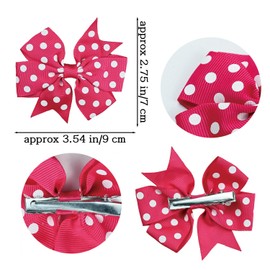 JIAHANG Fable Hair Bow Clips with Polka Dots 12Pairs, Hair Accessories for Baby Toddlers School Girls Children
