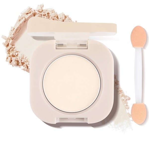 Single Matte Eyeshadow with Brush, Moonlight White Eye-Shadow Palette Makeup