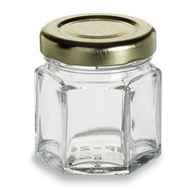 Nakpunar Hexagon Glass Jars with Lids (1.5 oz, Red)