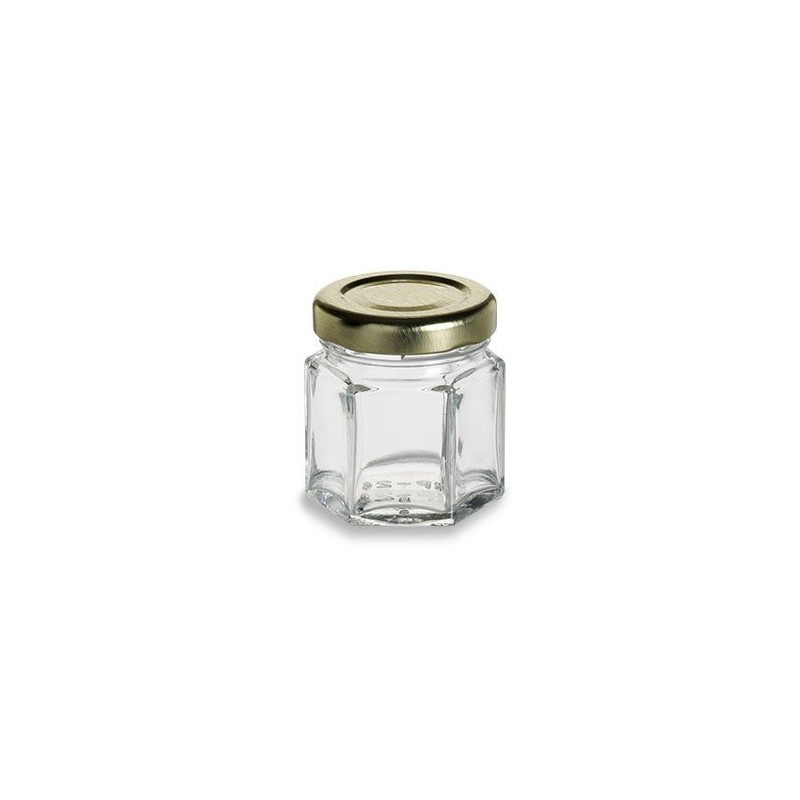 Nakpunar Hexagon Glass Jars with Lids (1.5 oz, Red)