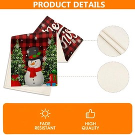 CJWLKJ Linen Christmas Table Runner 72 Inches Long, Red and Black Buffalo Check Plaid Table Runners, Seasonal Winter Xmas Holiday Kitchen Dining Table Decoration for Indoor Outdoor Home Party Decor