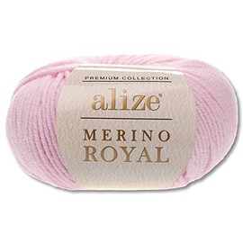 Alize 50 g Merino Royal 100% Merino Wool 9 Colours to Choose From Superwash Yarn Warm Wool Crochet Knitting (31 | Light Pink)