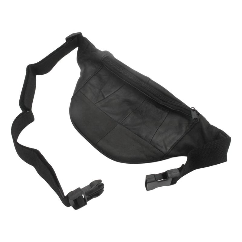 Lambretta Scooter Black Leather Fanny Pack Adjustable Travel Bumbag Gift