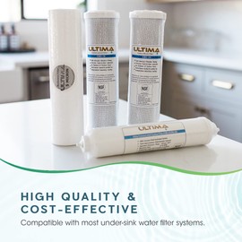 Ultima 4-Stage Reverse Osmosis Universal Under Sink Water Filter Replacement Cartidges with 50 GPD Reverse-Osmosis Membrane and 1 Quick Connect Post Filter