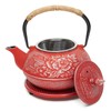 Juvale Japanese Cast Iron Teapot with Infuser - Red, 27