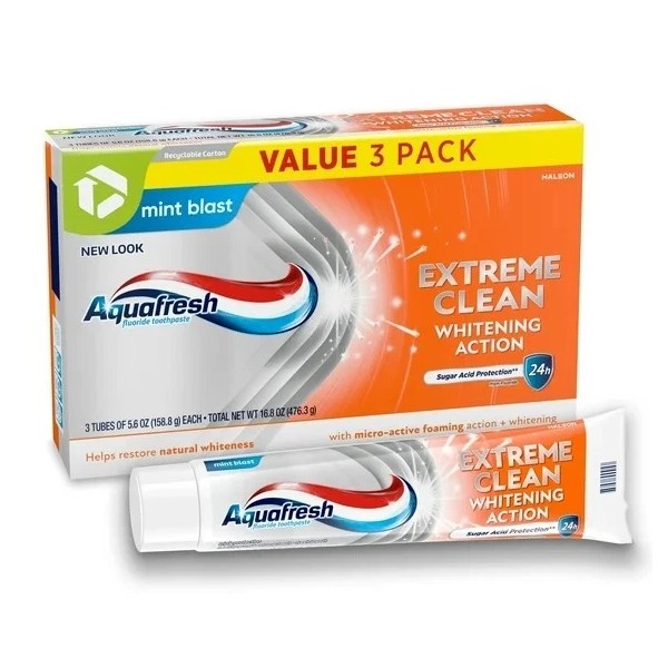 Unbranded Aquafresh Extreme Clean Whitening Action Fluoride Toothpaste, Fresh Mint