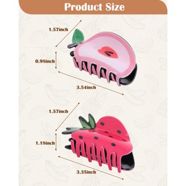 HAIMEIKANG 2PCS Fruit Hair Claw Clips - Fun Hair Clip Non-Slip Medium Cute Claw Clips for Women Girls(Watermelon + Avocado)
