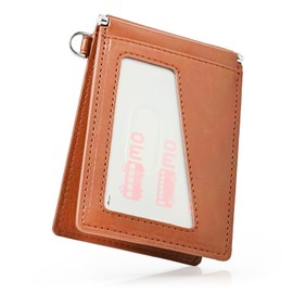 QUARE Pass Case, Men's Leather Double-Sided Pass Holder, IC Card Case, Bi-Fold Butterfly, Large Capacity, Slim Storage, License, retro camel