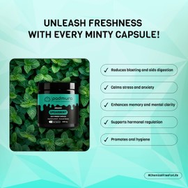 PADMURA PADMURA Organic Spearmint Powder Capsules 1000mg | USDA Organic Certified | Non GMO | Gluten Free | Vegan - 120 Veg Capsules