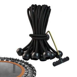 20 PCS Heavy Duty Trampoline Bungee Cords with Balls - 6.3 Inch Replacement Elastic Ropes for Fitness Trampolines, Includes Spring Puller Tool, Max Weight Limit 330 lbs, Quiet & Durable Bungee System