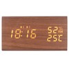 LED Digital Alarm Clock Multipurpose Wooden Clock with Voice Control