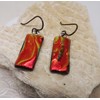 Lightweight Bright Red Flame Textured Fused Dichroic Glass Niobium Earrings