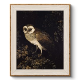 VIYYIEA Framed Canvas Wall Art, Vintage Wall Art for Living Room, Pets Animals Oil Painting Picture Summer Home Decor Bathroom Wall Decor Gifts for Friends or Family -【Owl】-(10"x12")