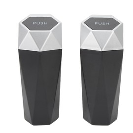 2Pcs Car Trash Can with Lid Waterproof Decorative Automotive Portable Automatic Trash Garbage Bin Silver