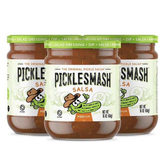 PickleSmash Pickle Salsa - Medium - 6 Pack - Sugar Free Salsa, Topping, Dressing, Relish, Marinade - Gluten Free, Keto, Paleo, Vegan, Vegetarian
