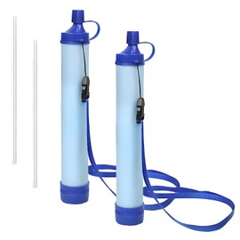 2 Pack Portable Water Filter Camping, 0.01 Micron Water Filtration System, Personal Water Filter Straw Portable, Emergency Survival Equipment Water Purification for Hiking