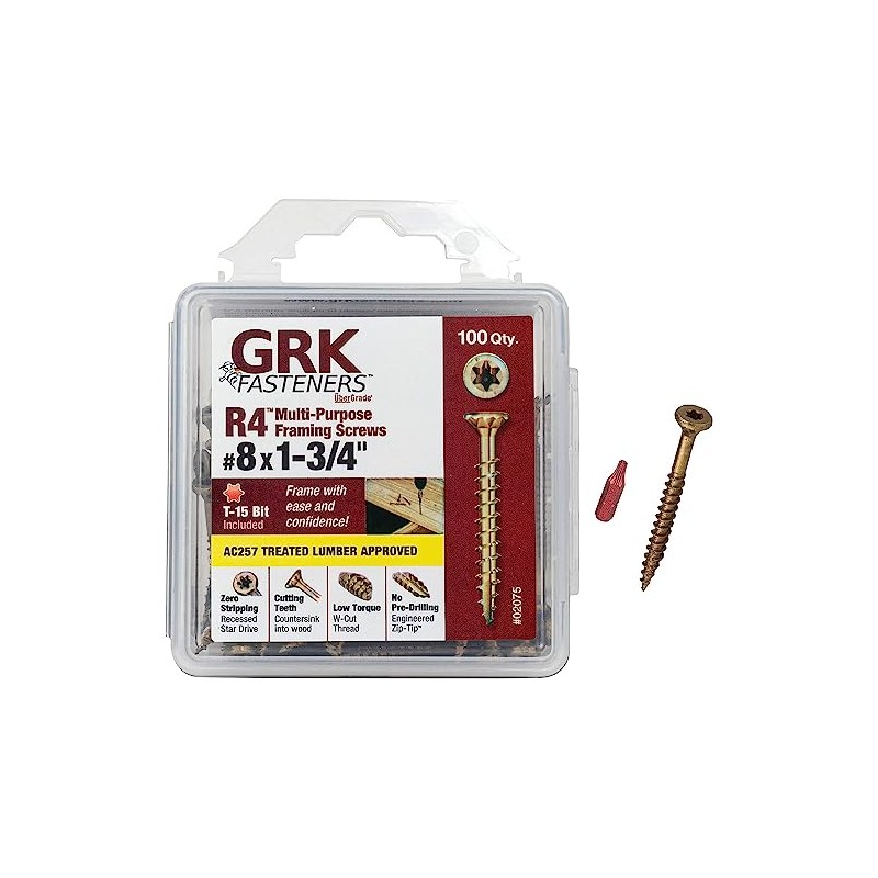 GRK 772691020758 8 R4 Screw X 1-3/4", Color, 100 Count