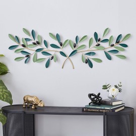 Deco 79 Metal Leaf Wall Decor, 46" x 2" x 16", Green