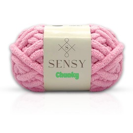 Sensy Chunky Yarn, Blanket Yarn, Chenille Yarn, Yarn for Crocheting, 7 oz, 28 Yards, Gauge 7 Jumbo (Pink)