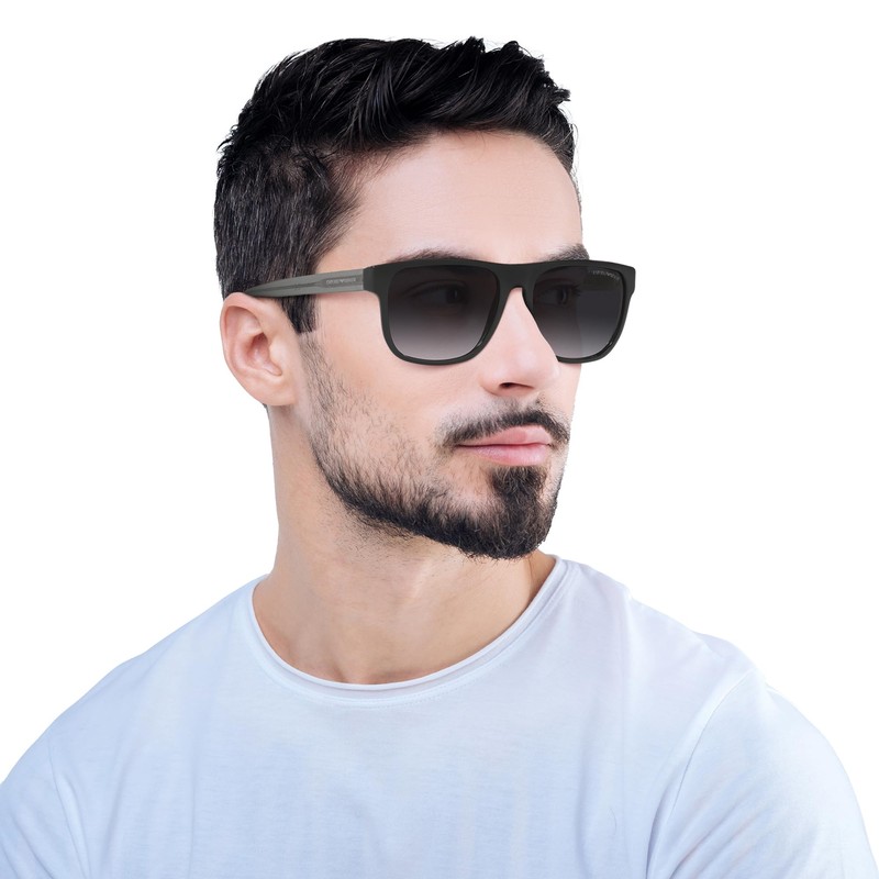 Emporio Armani Men's Ea4163 Sunglasses, Black/Gradient Grey, 56 mm