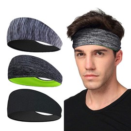LATTCURE Sport Headband, Headband, Sweatband, Headband, Anti-Slip for Jogging, Running, Hiking, Cycling and Motorbike Driving, Pack of 3, multicolour