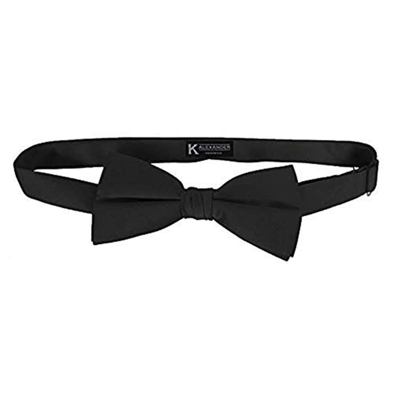 Formal Black Satin Banded Men's Bow Tie