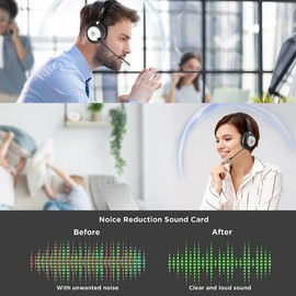 Wantek Wireless Headset with Microphone for PC Bluetooth Headset with Noise Canceling Microphone