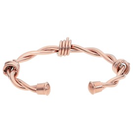 Metro Jewelry Open Stainless Steel Barbed Wire Bangle Bracelet with Rose Gold Ion Plating and Capped Ends for Men 11 mm Wide 8.25 Inches Long