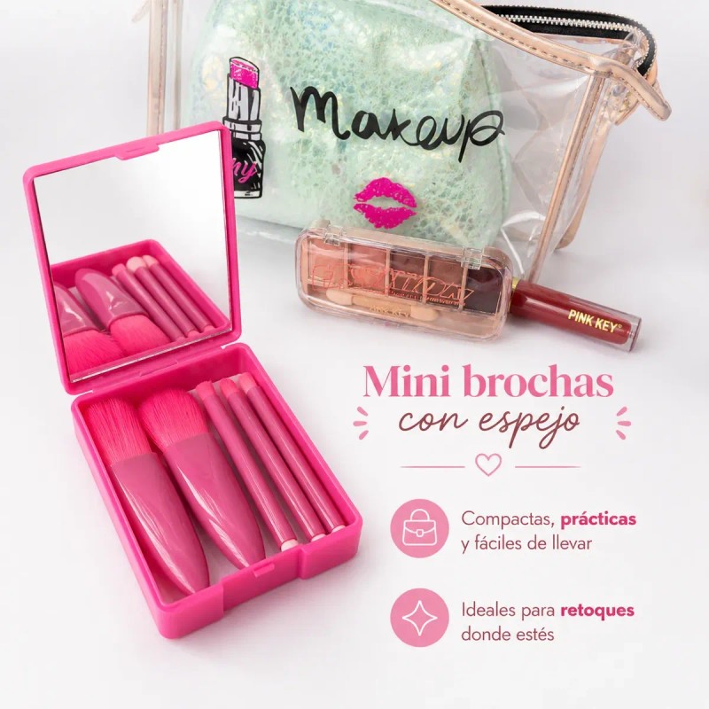 Kit De Maquillaje 2 Cosmetiquera Brochas Sombras Gloss Blush