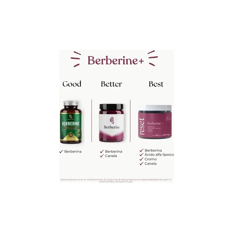 Reset Suplemento Berberina + Ácido Alfa Lipoico Cromo Canela 90
