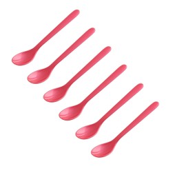 FACKELMANN Set of 6 egg spoons, breakfast spoons, 14 cm, colour: red, high-quality plastic, ideal for the breakfast table