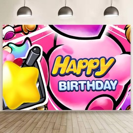 Kirbies Background Birthday Banner Backdrop for Kids Birthday Party Supplies Decorations (5x3ft)