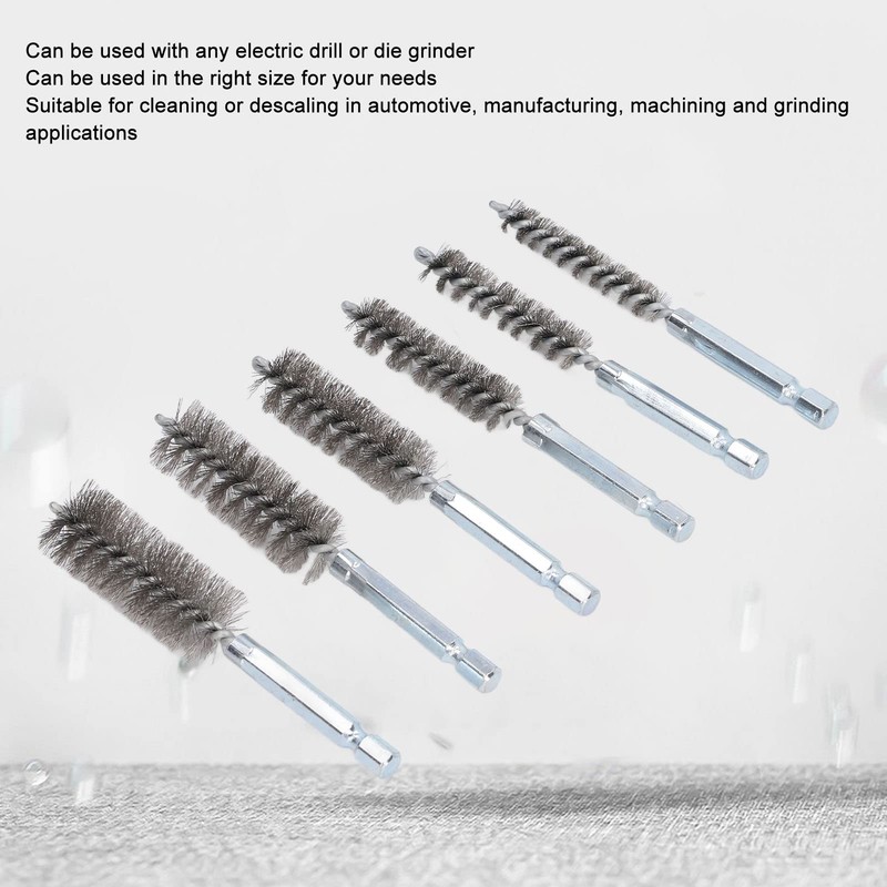 Walfront 6PCS Hole Cleaning Brushes Bore Brush Twisted Wire Cleaning
