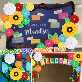 Mverse 15-pc Larger Paper Flowers Decorations for Wall, Sunflower Bulletin Board Decoration, 3D Floral Decor for Baby Shower, Girl Nursery, Neutral Classroom, Spring Garden, Birthday Party