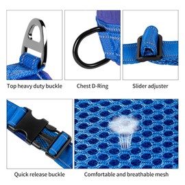 Annchwool No Pull Dog Harness with Airtag Case and Two Patches,Quick Fit and Reflective Escape Proof Dog Harness,Easy for Training Walking Vest Harness for Small & Medium and Large Dog(Blue,L)