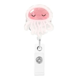 Retractable Badge Reel, Cute Badge Reels for Nurse Badge Holder with Alligator Clip for Doctor Teacher (Jellyfish)
