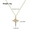 14K Gold Rhinestone Cross Pendant Necklace for Women,Shining Statement Christianity